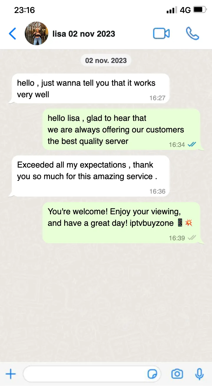 Customer WhatsApp review