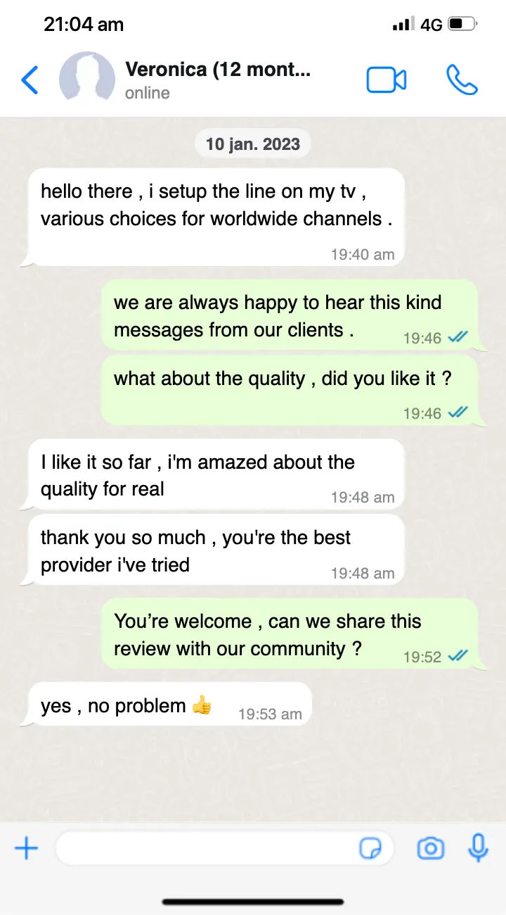 Customer WhatsApp review